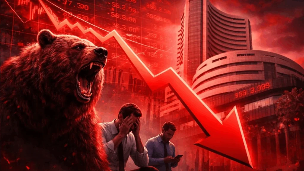 Sensex Crashes 1,236 Points on February 19, 2026 Geopolitical Tensions, US-Iran Row & Heavy Selling in RIL, HDFC Bank Drag Markets – Full Analysis (1)